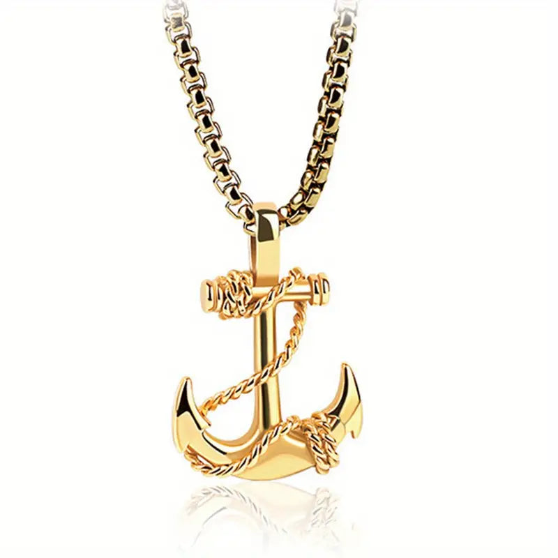 Men's Stainless Steel Anchor Pendant Necklace