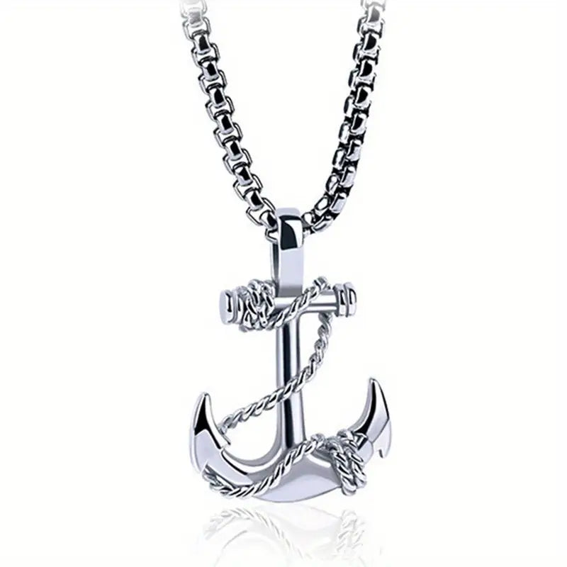 Men's Stainless Steel Anchor Pendant Necklace