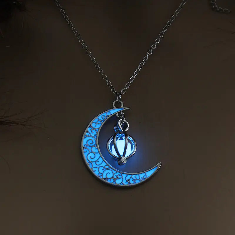 Glow In The Dark Moon Necklace For Women