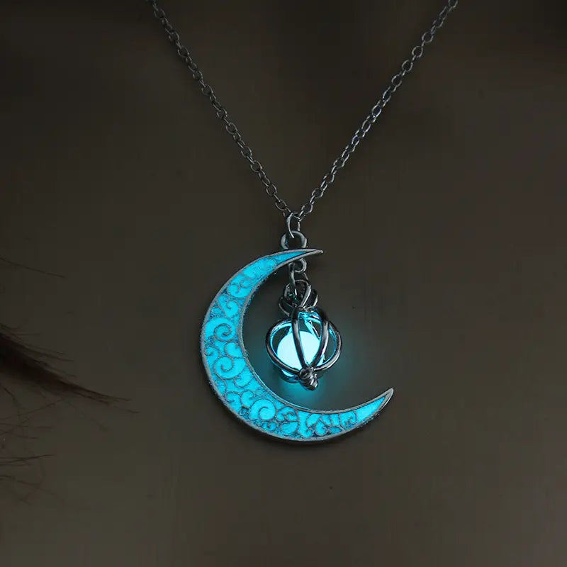 Glow In The Dark Moon Necklace For Women