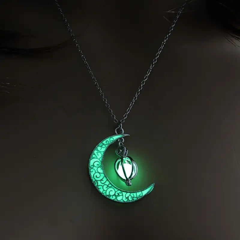 Glow In The Dark Moon Necklace For Women