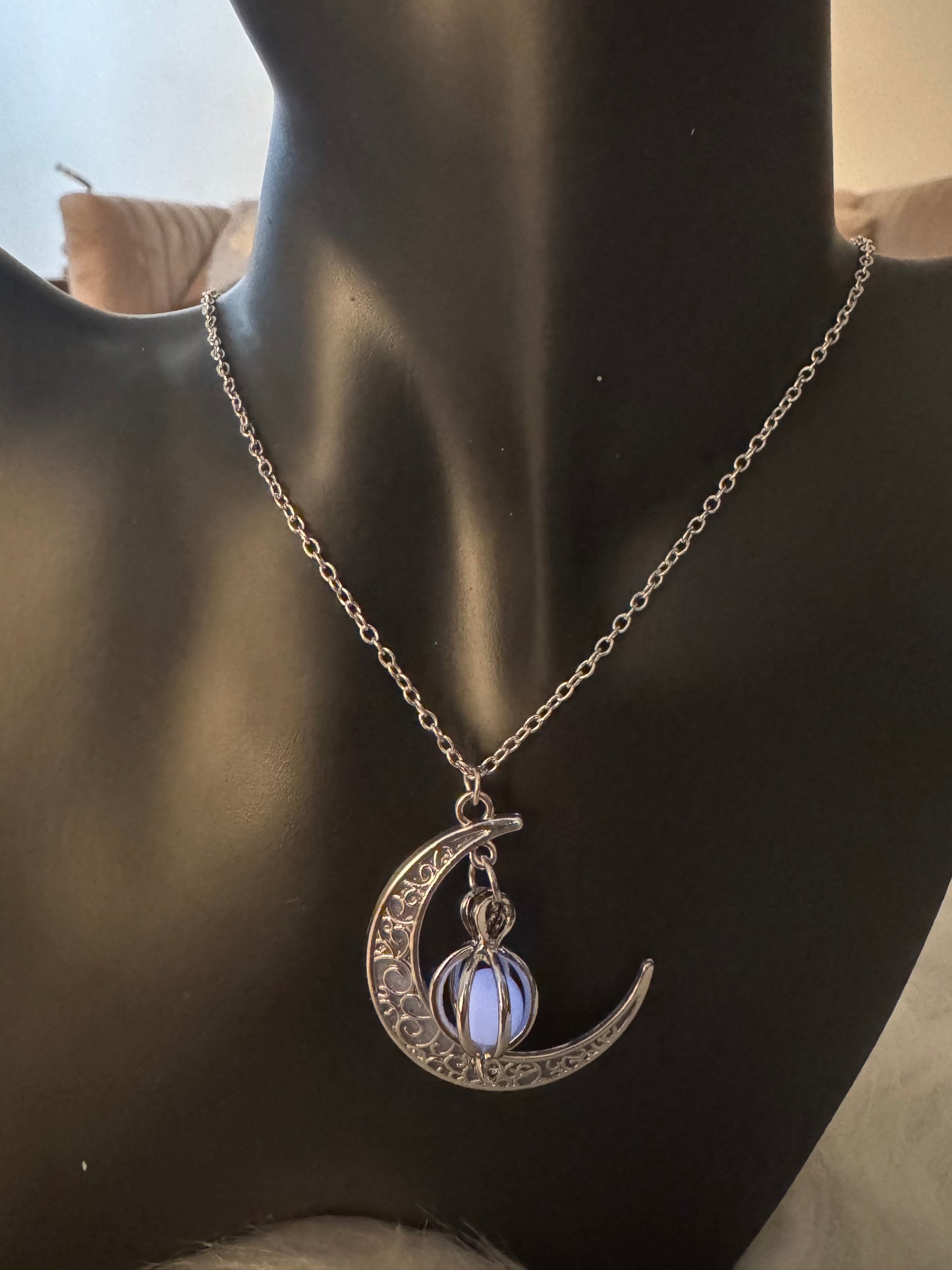 Glow In The Dark Moon Necklace For Women