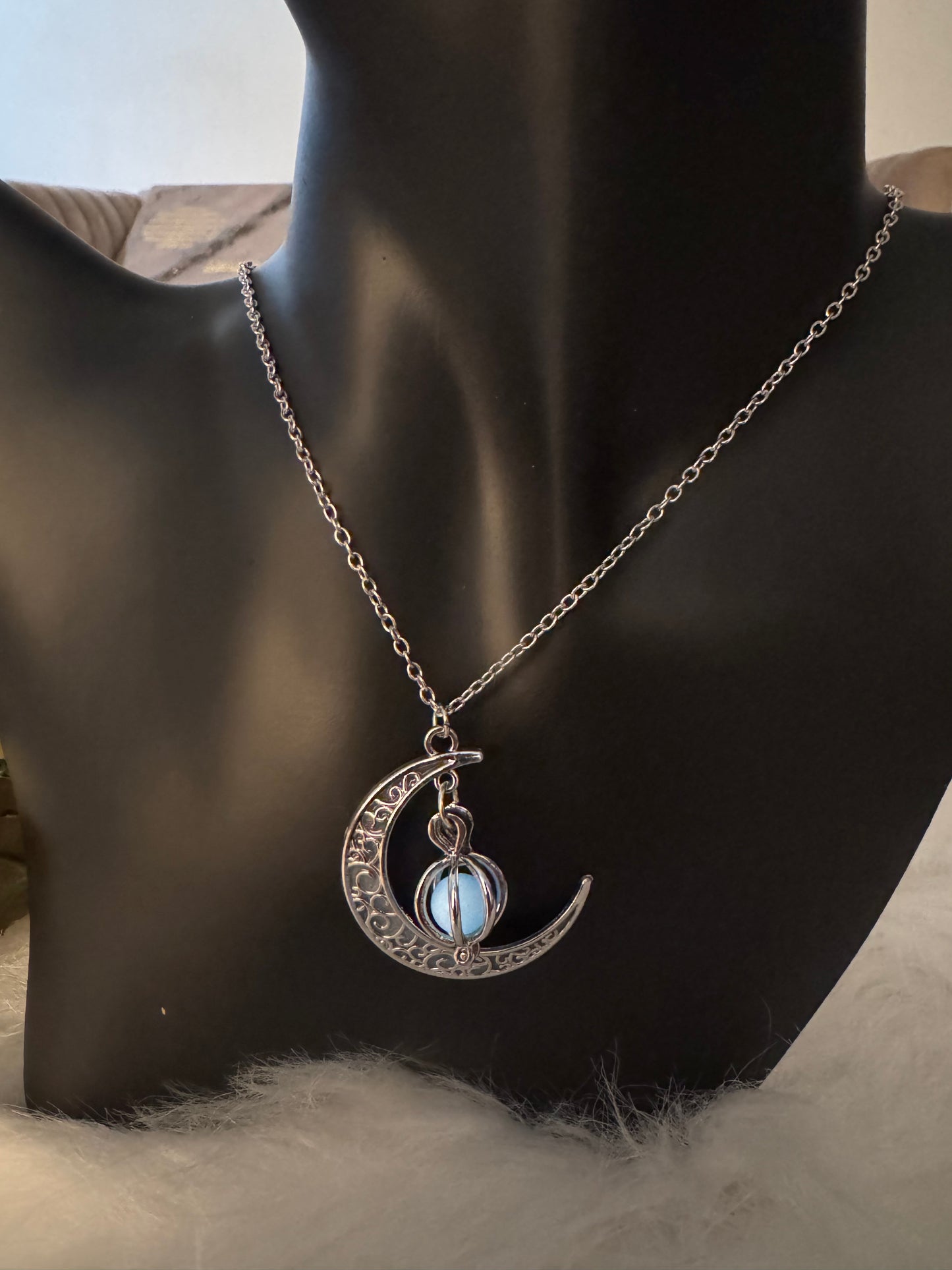 Glow In The Dark Moon Necklace For Women