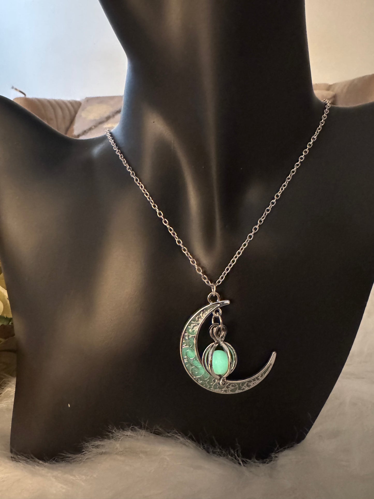 Glow In The Dark Moon Necklace For Women